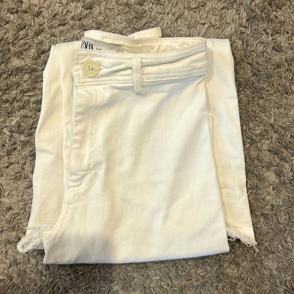 - Zara white marine straight jeans